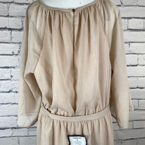 City Studio Champagne Cream Mid Length Boho Formal Dress Elastic Waist size 2X - Picture 16 of 16